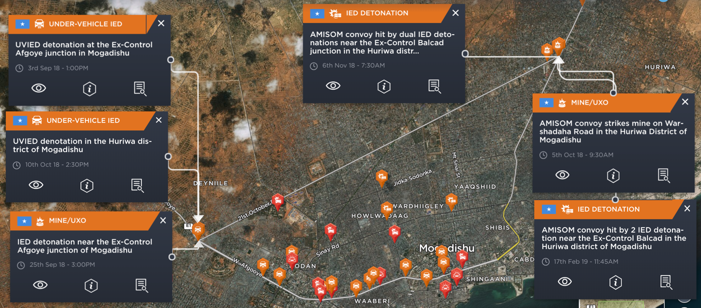 IED Attacks at ex-control Afgoye and Balcad checkpoints in Banaadir, Somalia